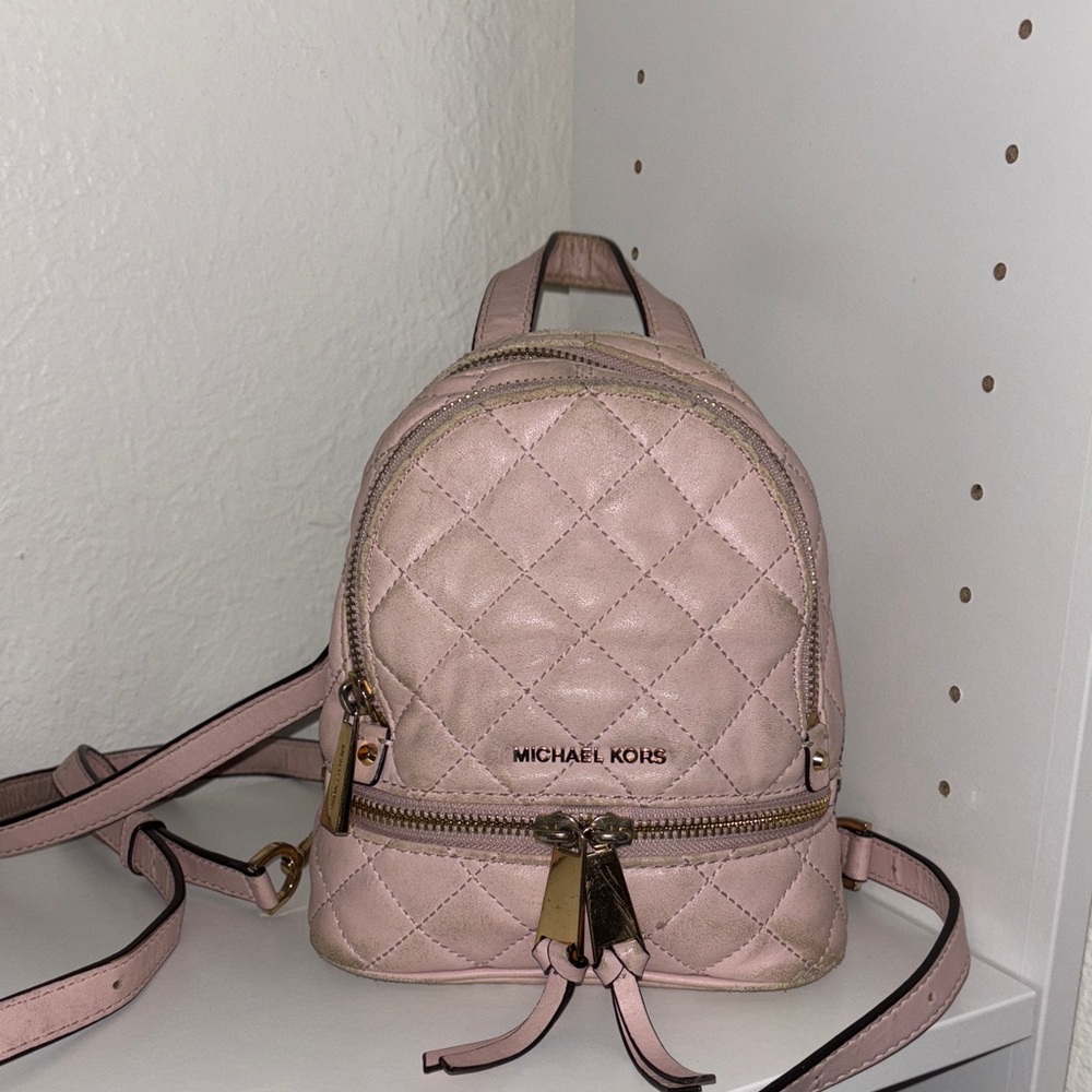 Michael Kors Blush Quilted Backpack